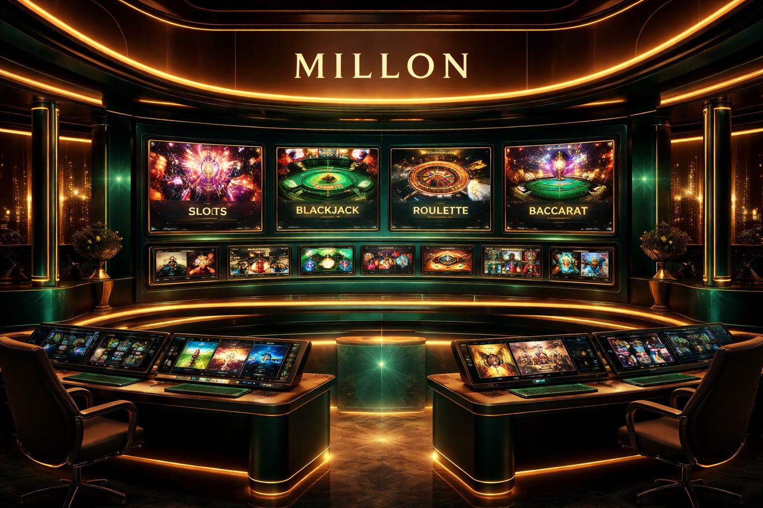 Vista general de la plataforma Millon Casino con secciones de casino